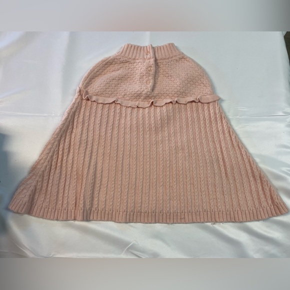 Pink Knit poncho wool blend with chocolate brown out lined pockets. Girls size 6 - Picture 2 of 5